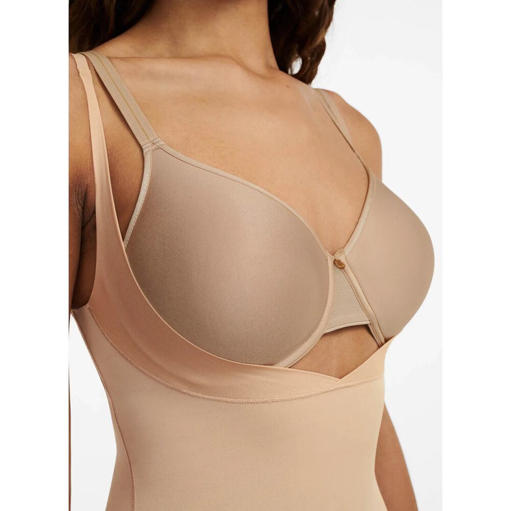 Chantelle Basic Shaping Open Bust Mid Thigh Shaper Nude Sand US Size XL EUC - Picture 5 of 16